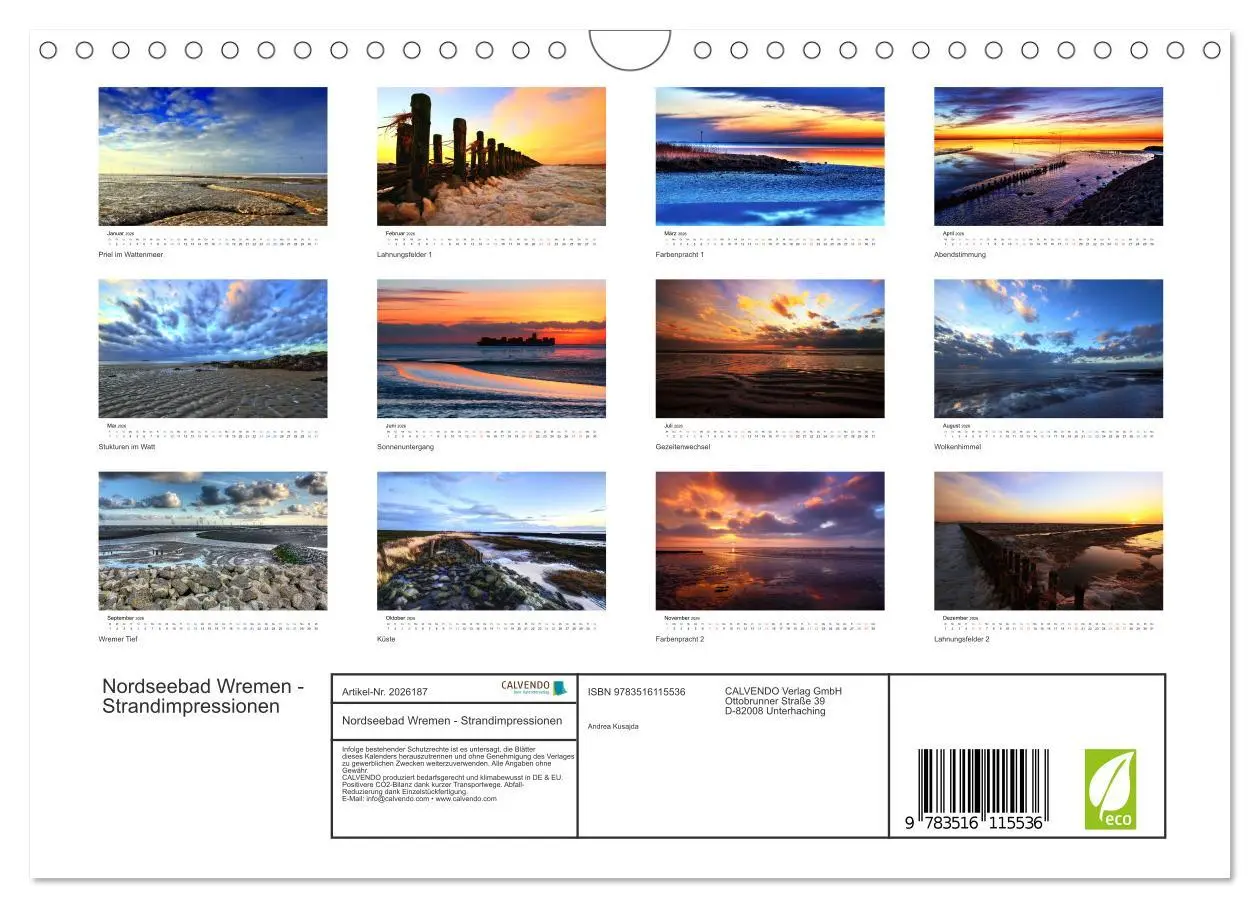 Bild: 9783516115536 | Nordseebad Wremen - Strandimpressionen (Wandkalender 2026 DIN A4...