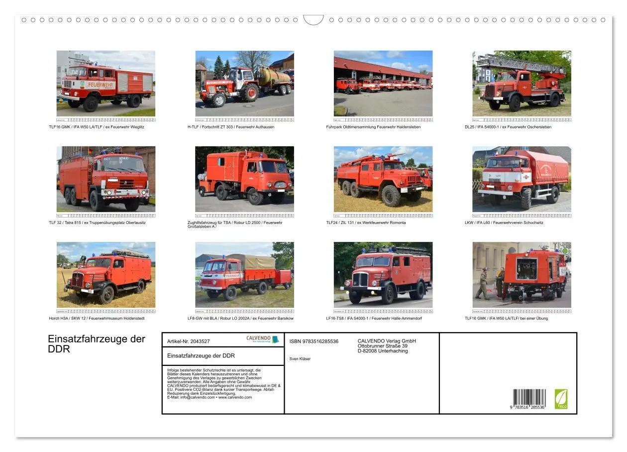 Bild: 9783516285536 | Einsatzfahrzeuge der DDR (Wandkalender 2026 DIN A2 quer), CALVENDO...