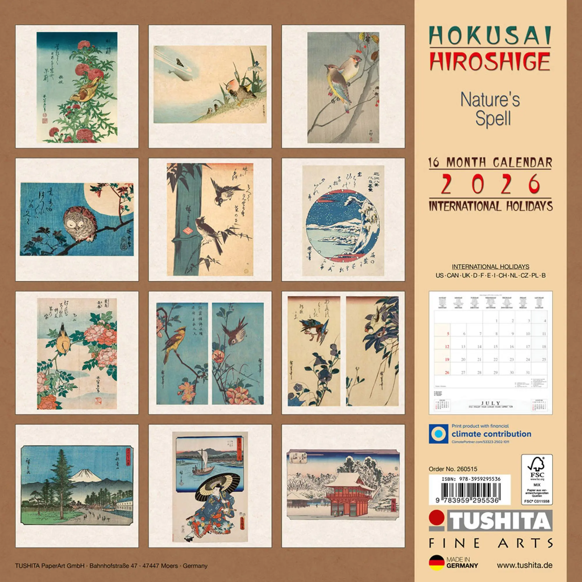 Rückseite: 9783959295536 | Hokusai/Hiroshige - Nature 2026 | Kalender 2026 | Kalender | 28 S.
