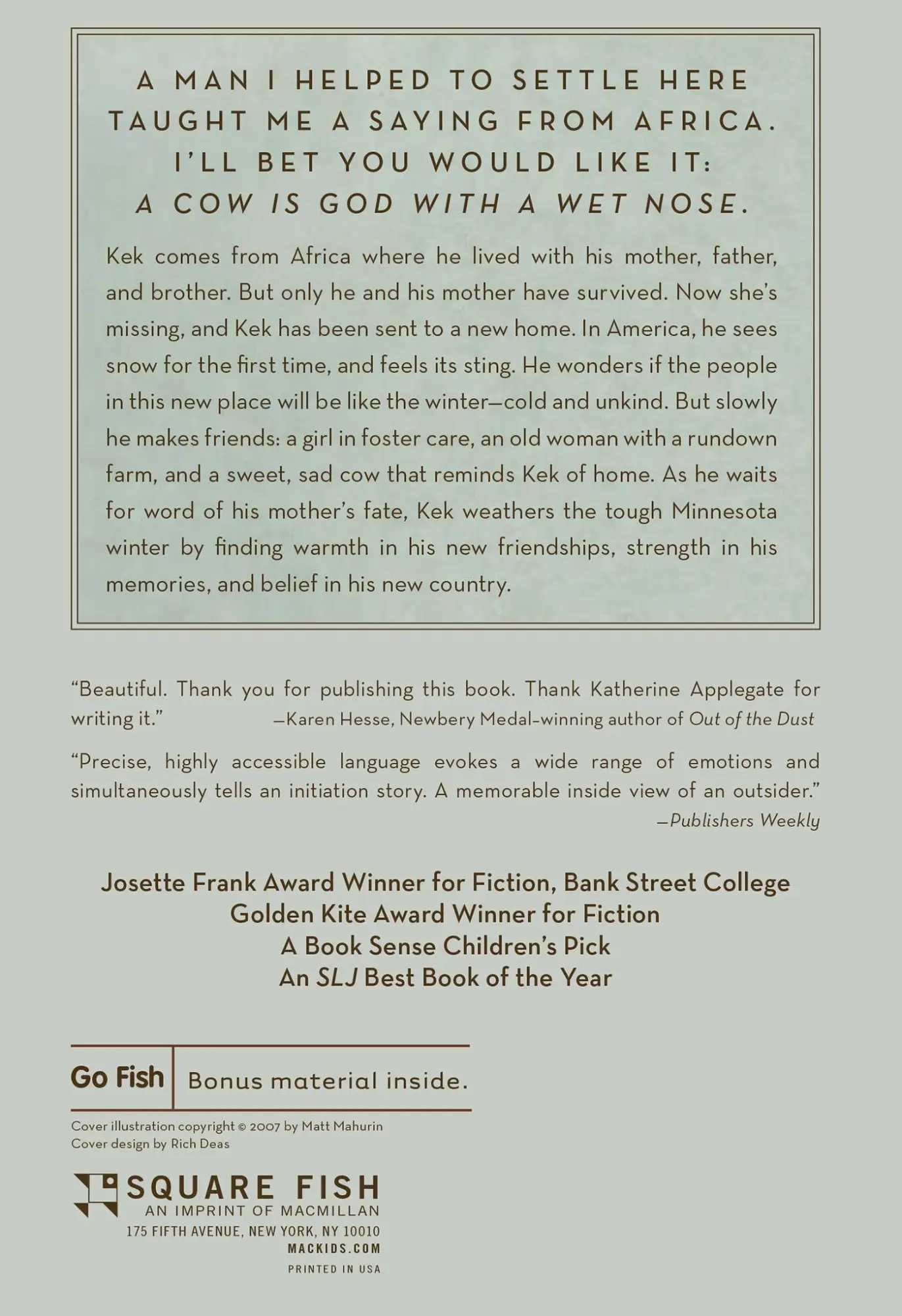 Rückseite: 9780312535636 | Home of the Brave | Katherine Applegate | Taschenbuch | 267 S. | 2008