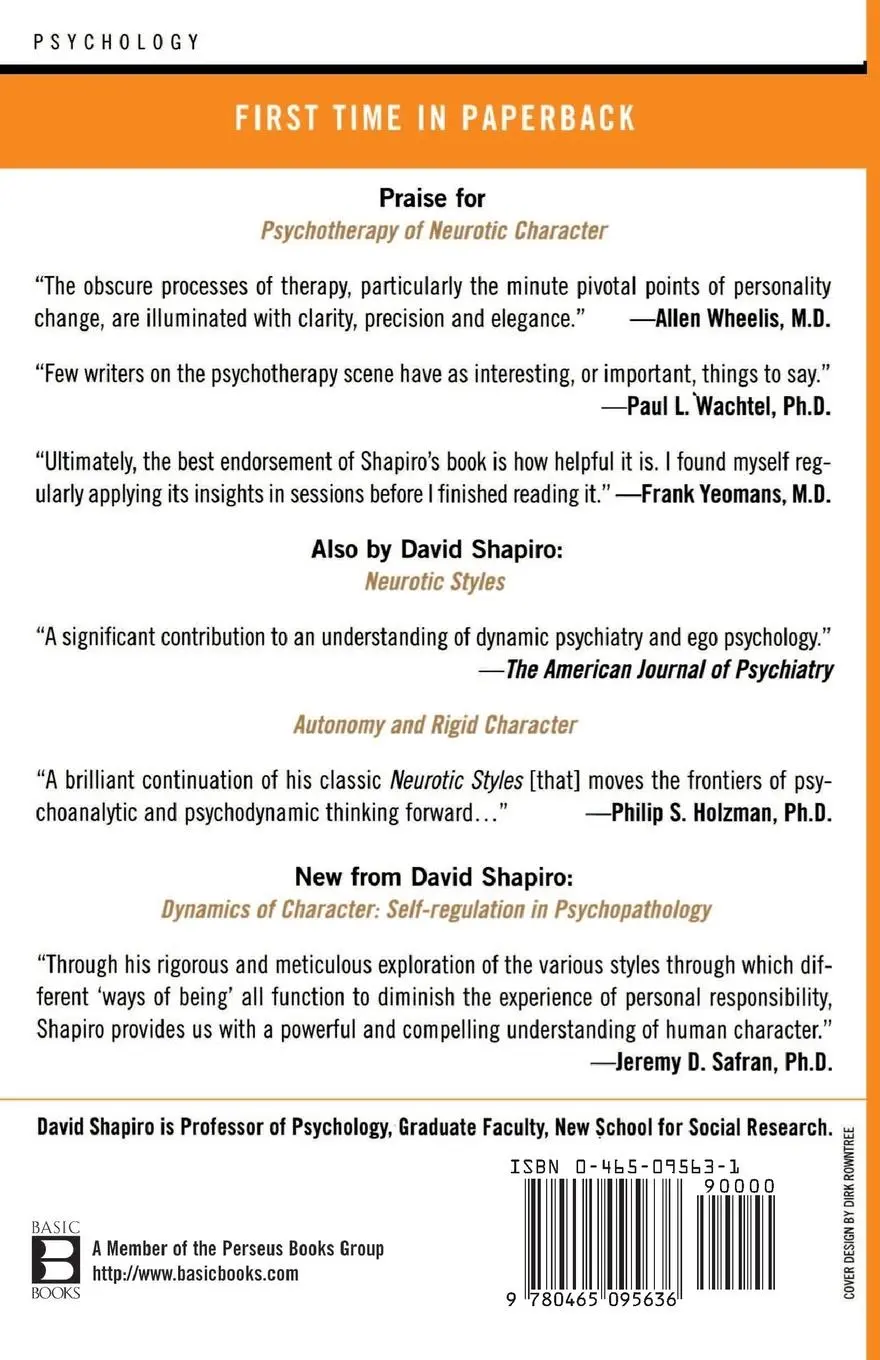 Rückseite: 9780465095636 | Psychotherapy of Neurotic Character | David Shapiro | Taschenbuch