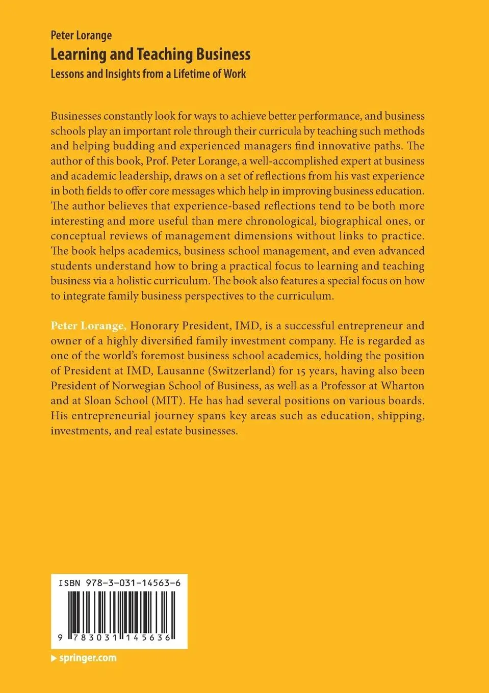 Rückseite: 9783031145636 | Learning and Teaching Business | Peter Lorange | Taschenbuch | xviii