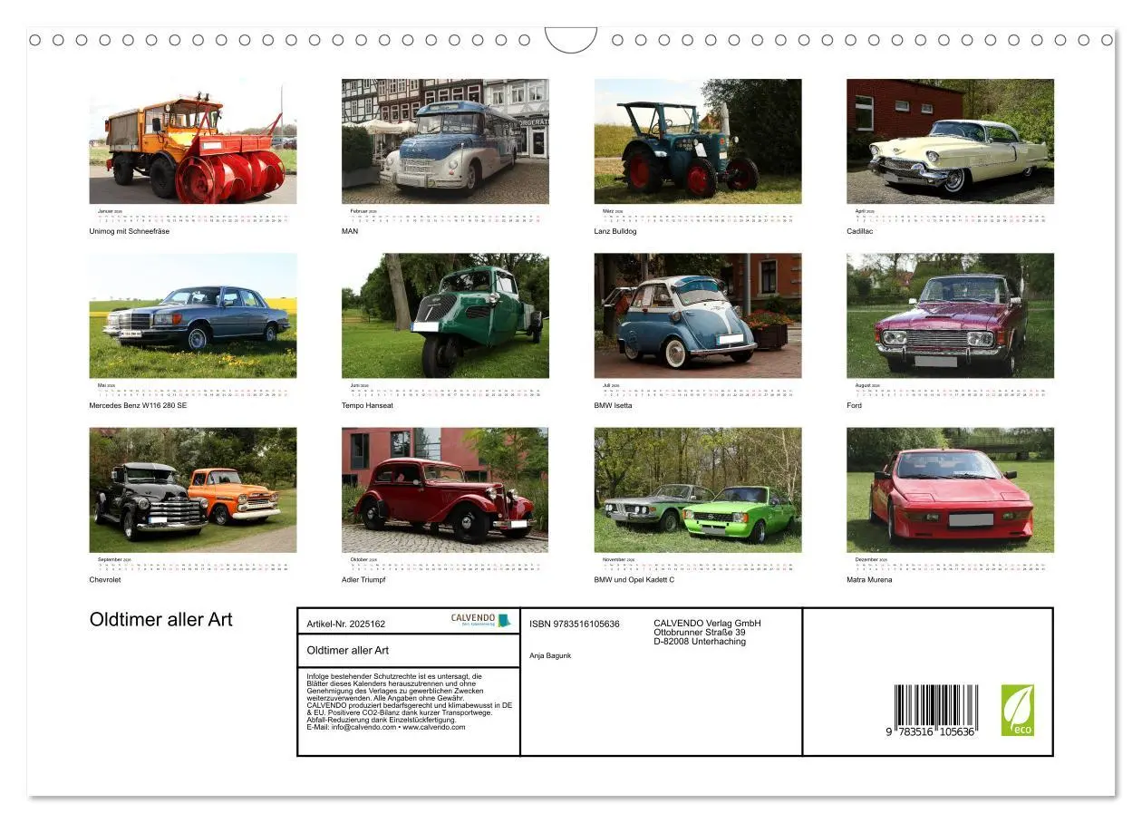 Bild: 9783516105636 | Oldtimer aller Art (Wandkalender 2026 DIN A3 quer), CALVENDO...