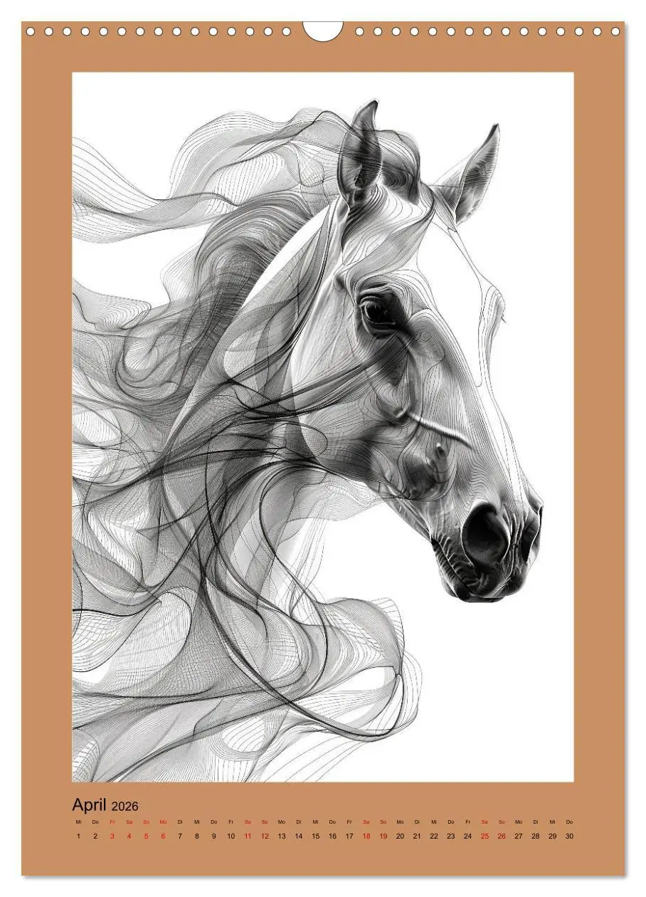 Bild: 9783516275636 | Pferde minimalistisch (Wandkalender 2026 DIN A3 hoch), CALVENDO...