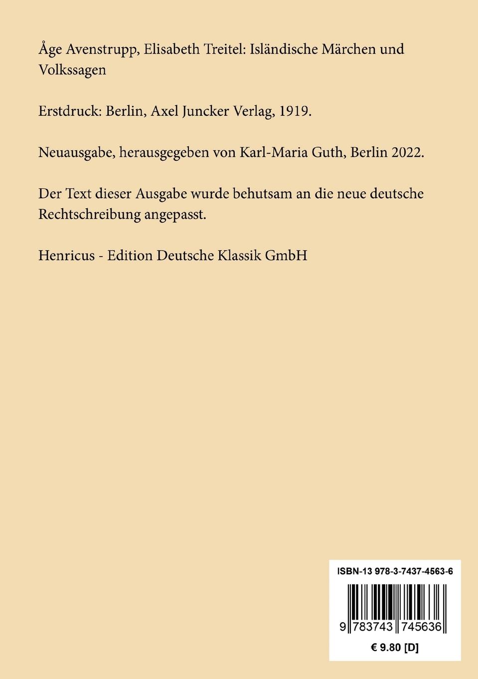 Rückseite: 9783743745636 | Isländische Märchen und Volkssagen | Åge Avenstrupp (u. a.) | Buch