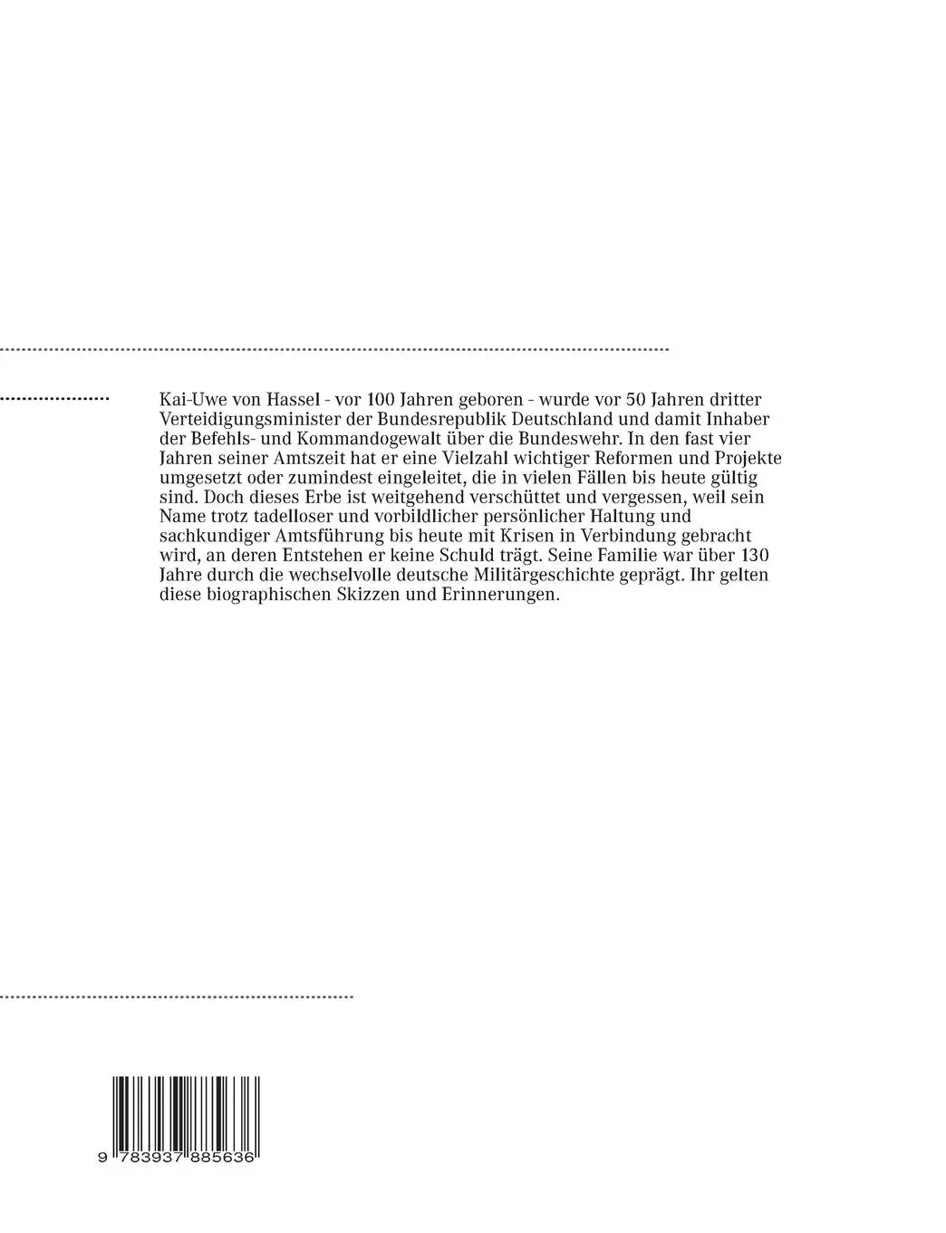 Rückseite: 9783937885636 | Kai-Uwe von Hassel und seine Familie | Dieter E. Kilian | Taschenbuch
