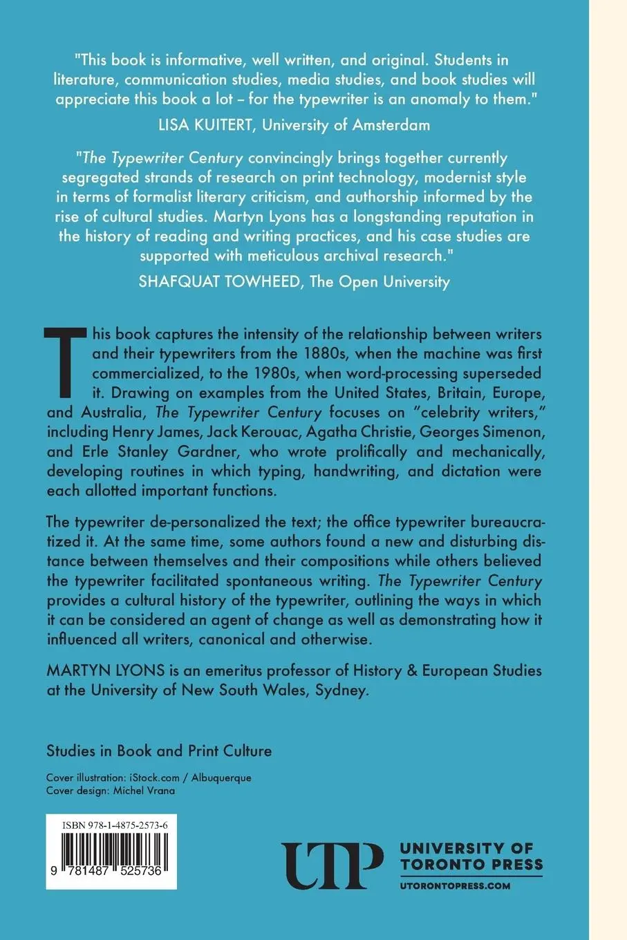 Rückseite: 9781487525736 | The Typewriter Century | A Cultural History of Writing Practices