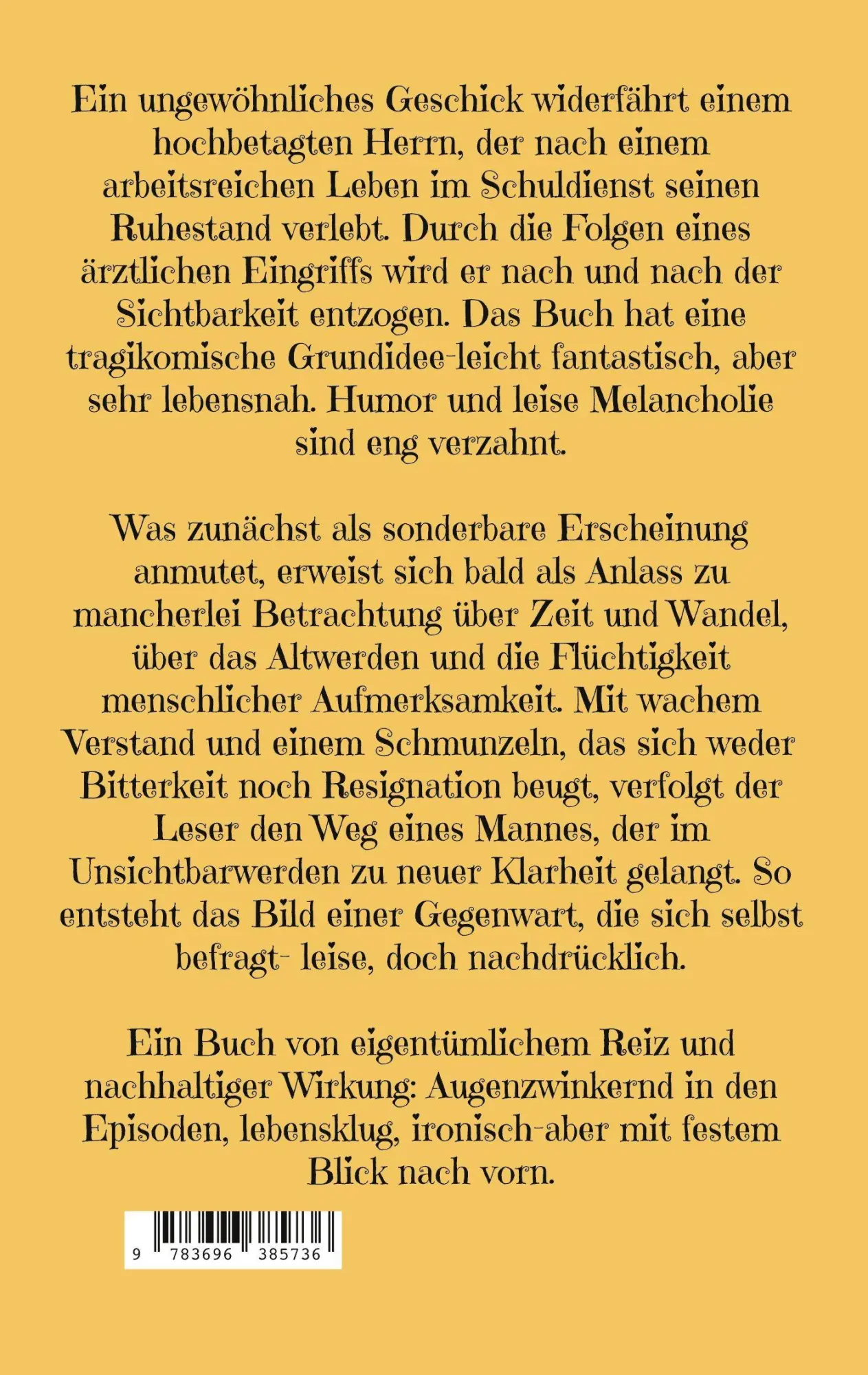 Rückseite: 9783696385736 | Der 85-jährige, der unsichtbar wurde | Wolf-Rainer Birkenhauer | Buch