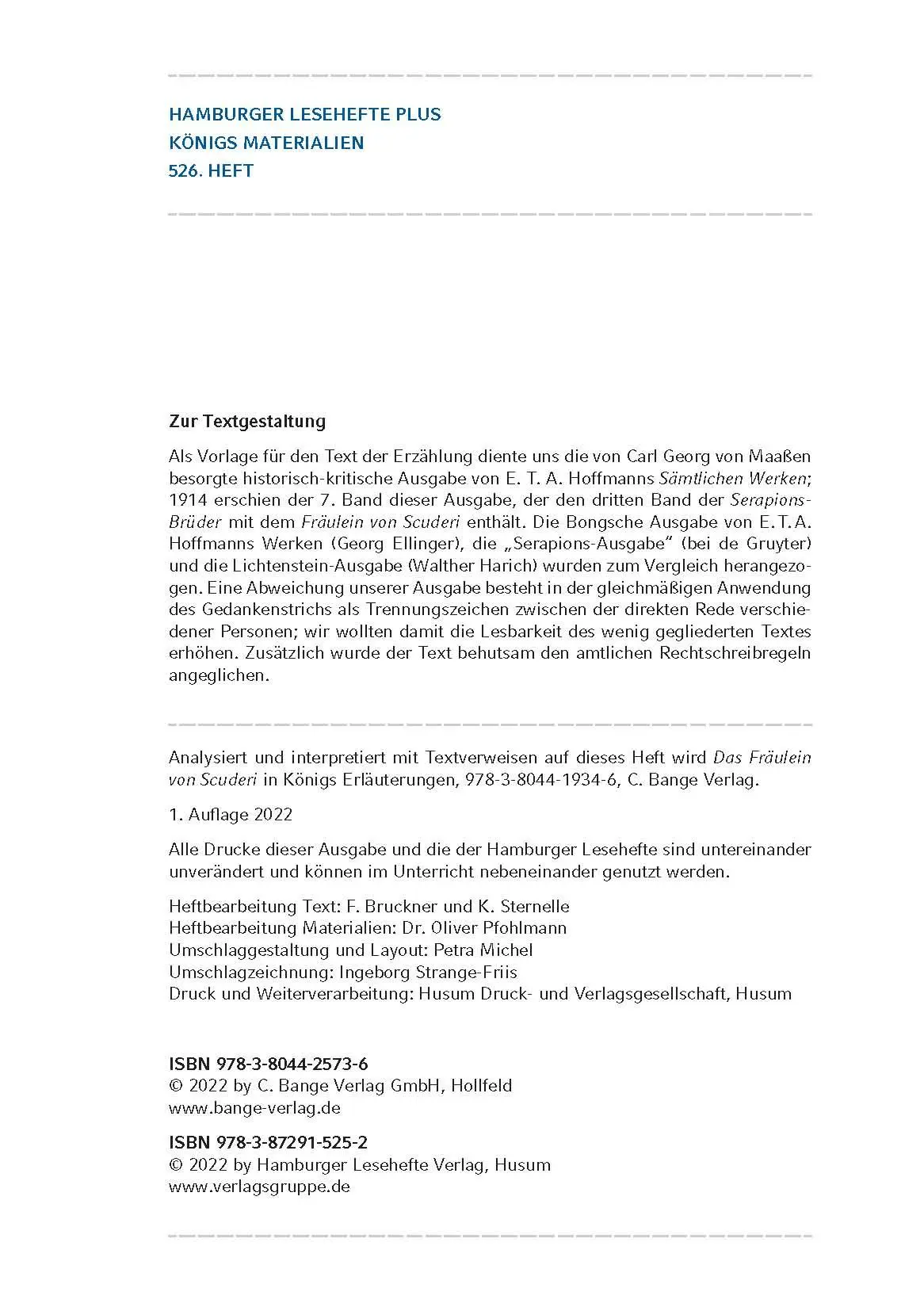 Bild: 9783804425736 | Das Fräulein von Scuderi (Textausgabe) | Hoffmann | Taschenbuch | Buch