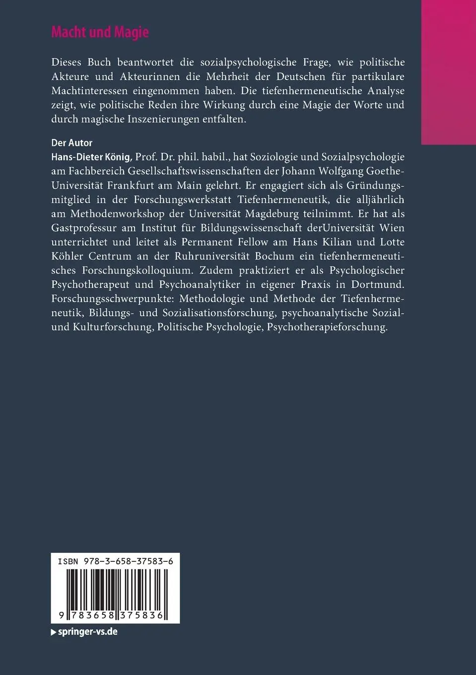 Rückseite: 9783658375836 | Macht und Magie | Hans-Dieter König | Taschenbuch | xx | Deutsch