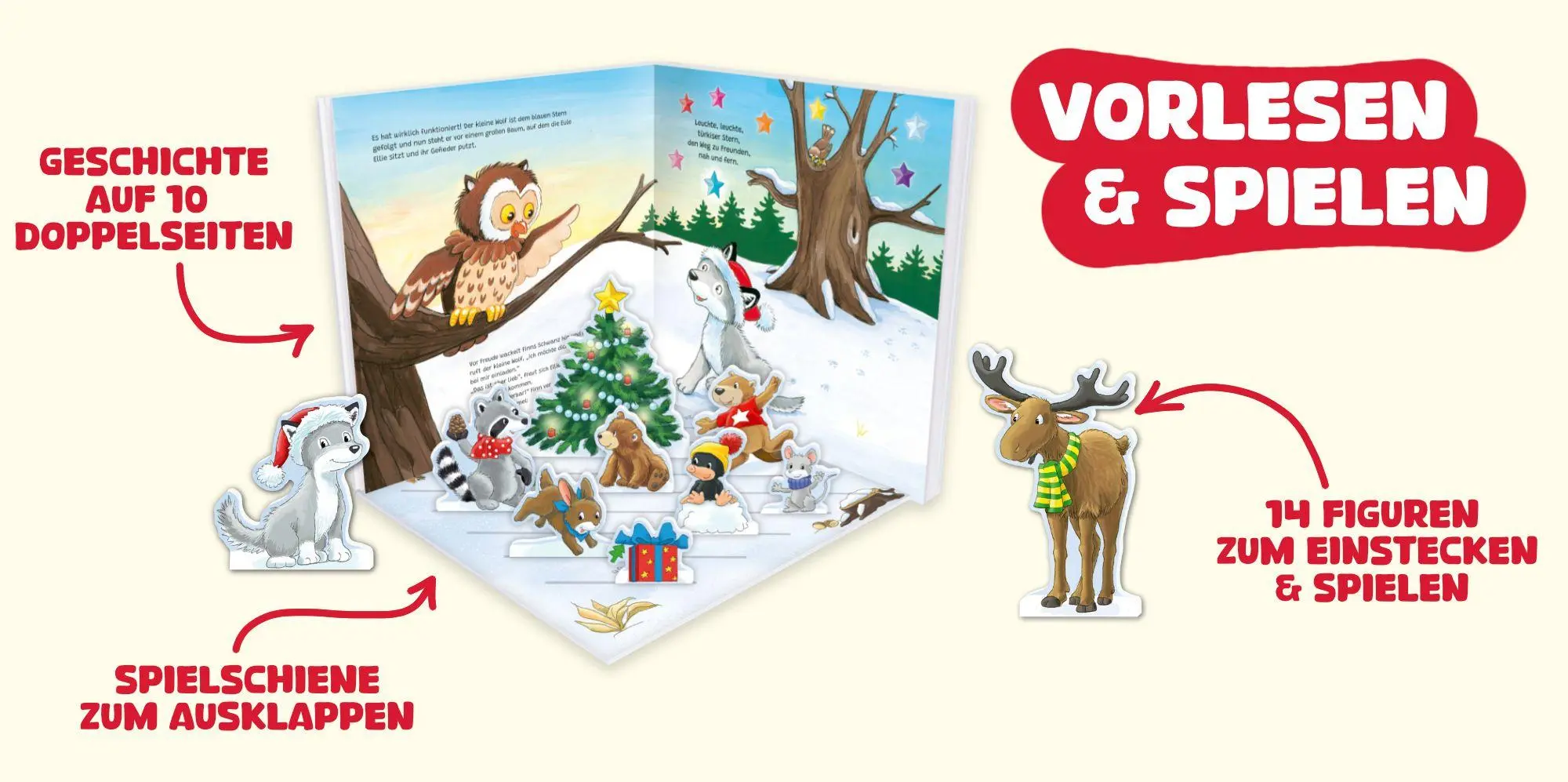 Bild: 9783780665836 | Frohe Weihnachten, kleiner Wolf! | Ein Bilderbuch mit 14 Spielfiguren