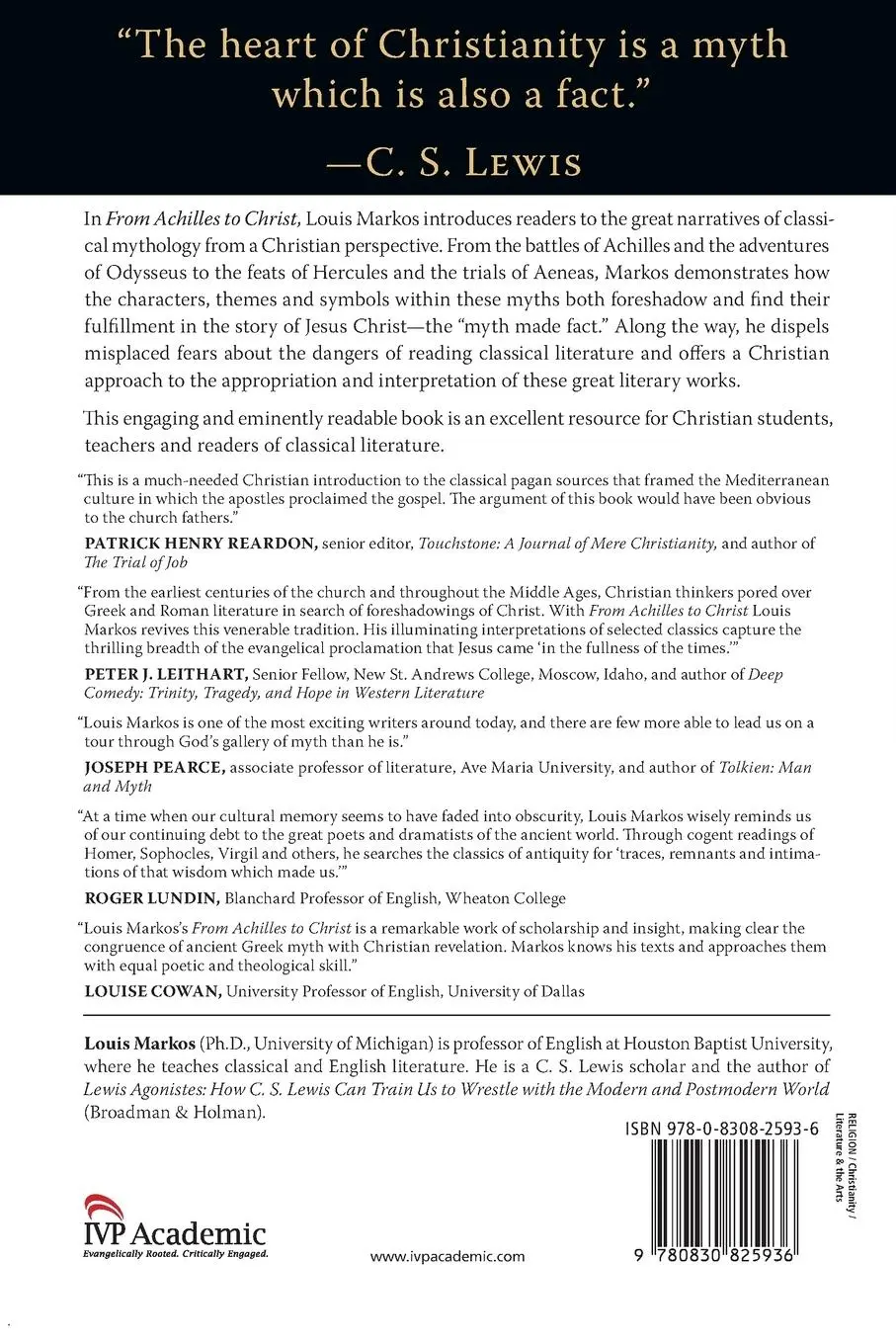 Rückseite: 9780830825936 | From Achilles to Christ | Louis Markos | Taschenbuch | Englisch | 2007
