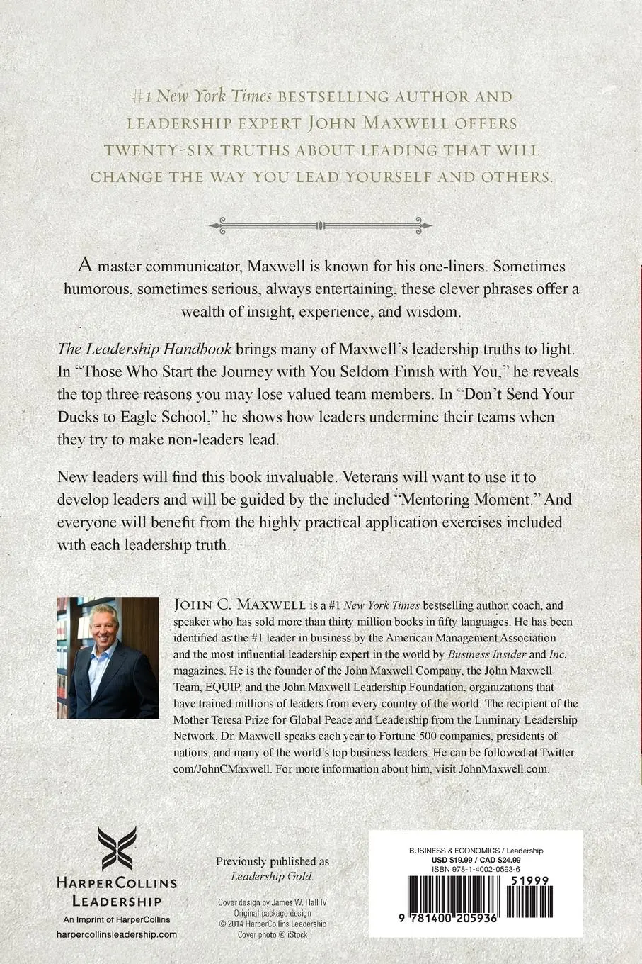 Rückseite: 9781400205936 | The Leadership Handbook | 26 Critical Lessons Every Leader Needs