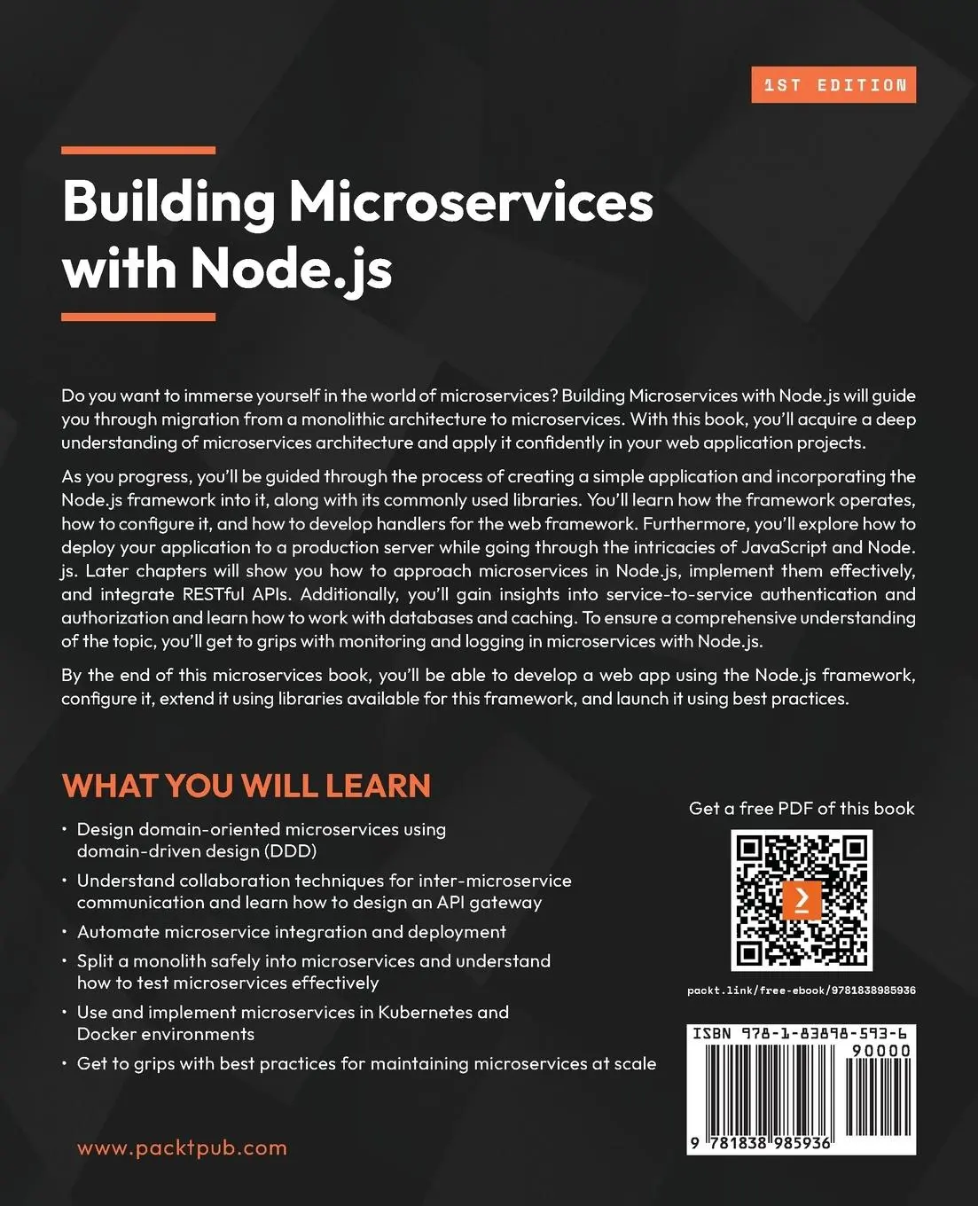 Rückseite: 9781838985936 | Building Microservices with Node.js | Daniel Kapexhiu | Taschenbuch