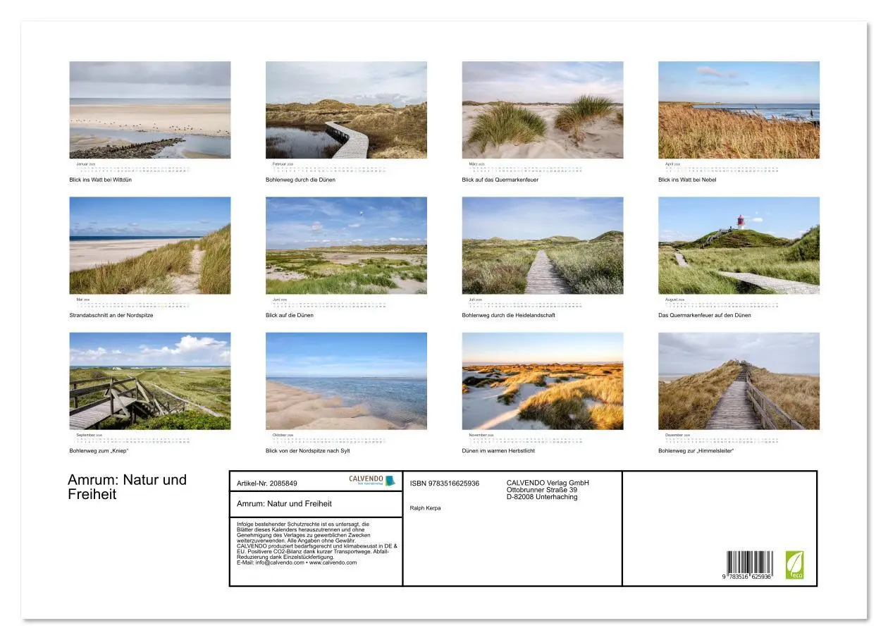 Bild: 9783516625936 | Amrum: Natur und Freiheit (Wandkalender 2026 DIN A2 quer), CALVENDO...