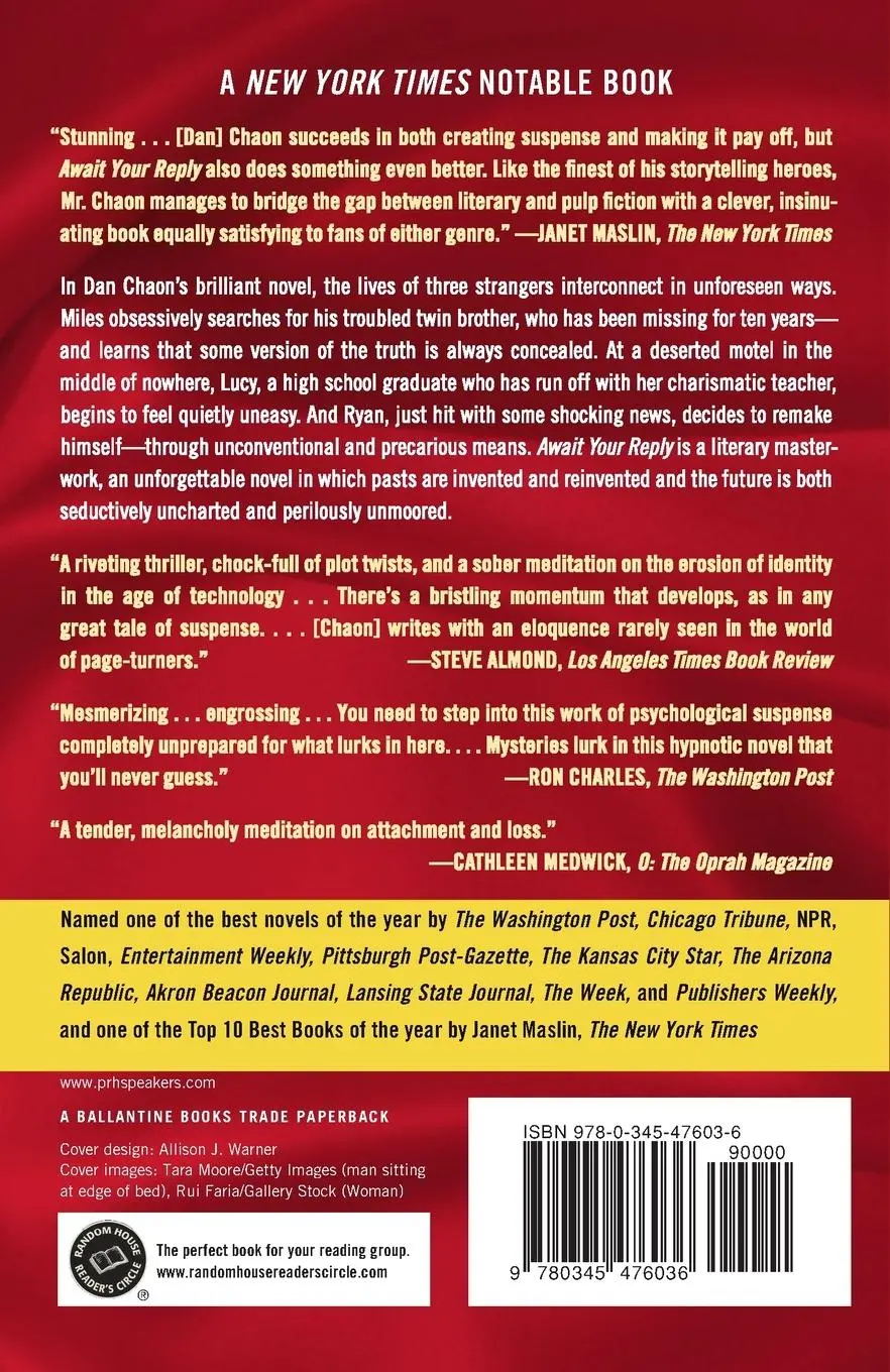 Rückseite: 9780345476036 | Await Your Reply | A Novel | Dan Chaon | Taschenbuch | Englisch | 2010
