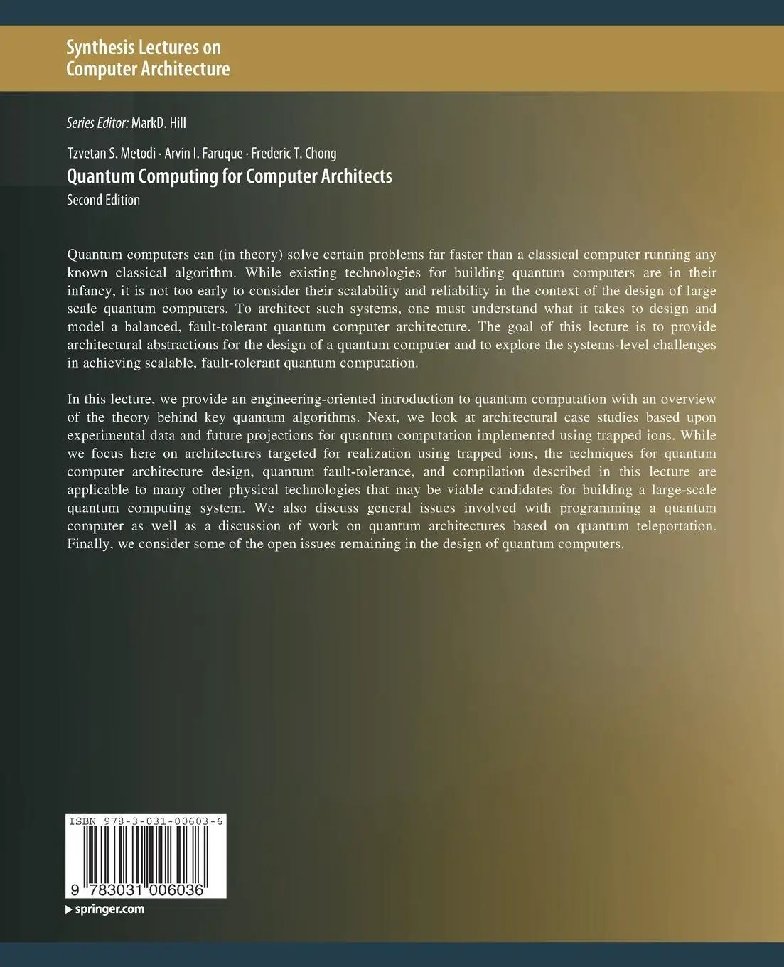Rückseite: 9783031006036 | Quantum Computing for Computer Architects, Second Edition | Buch | xii