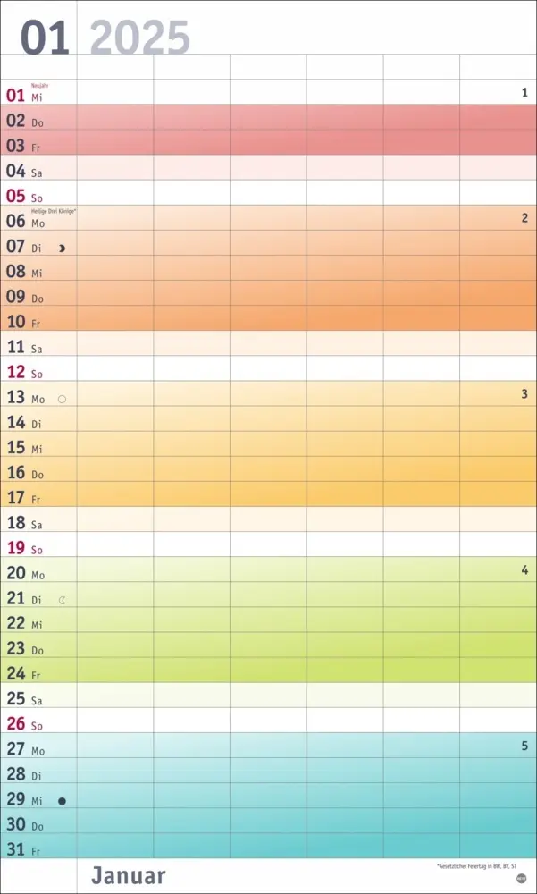 Bild: 9783756406036 | Bunte Wochen Familienplaner XL 2025 | Kalender | Spiralbindung | 2025