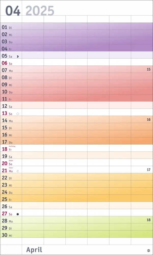 Bild: 9783756406036 | Bunte Wochen Familienplaner XL 2025 | Kalender | Spiralbindung | 2025