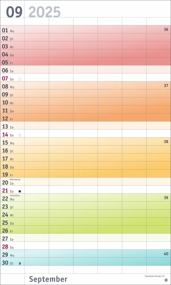 Bild: 9783756406036 | Bunte Wochen Familienplaner XL 2025 | Kalender | Spiralbindung | 2025