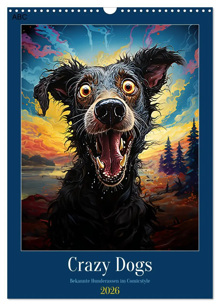 Cover: 9783516296136 | Crazy Dogs Bekannte Hunderassen im Comicstyle (Wandkalender 2026...