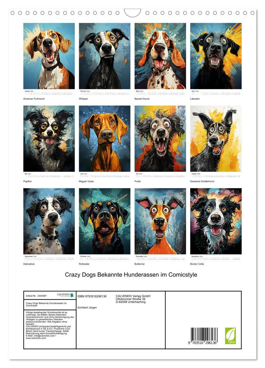 Bild: 9783516296136 | Crazy Dogs Bekannte Hunderassen im Comicstyle (Wandkalender 2026...