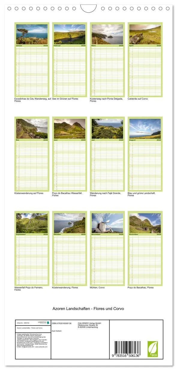 Bild: 9783516506136 | Familienplaner 2026 - Azoren Landschaften - Flores und Corvo mit 5...