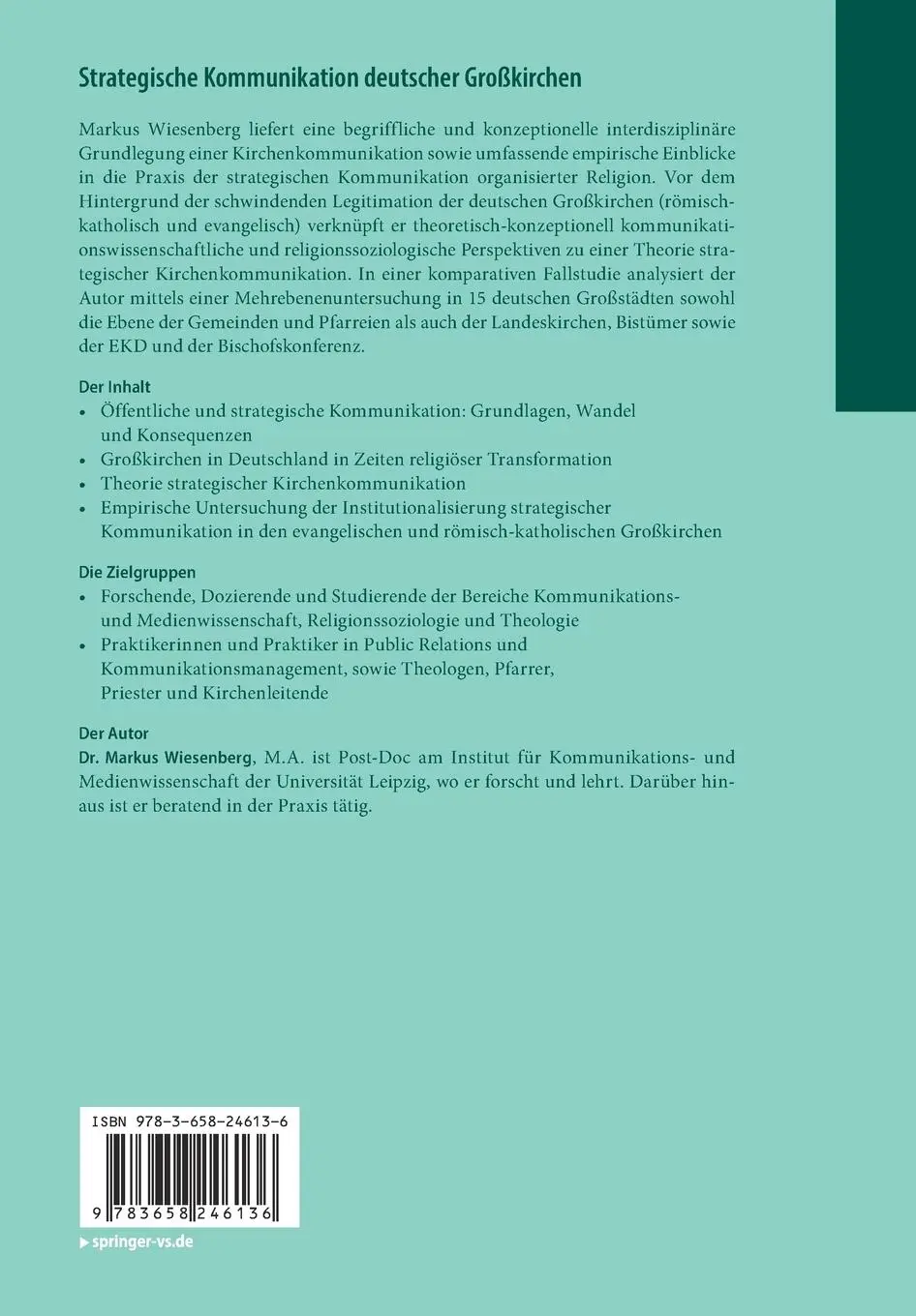 Rückseite: 9783658246136 | Strategische Kommunikation deutscher Großkirchen | Markus Wiesenberg