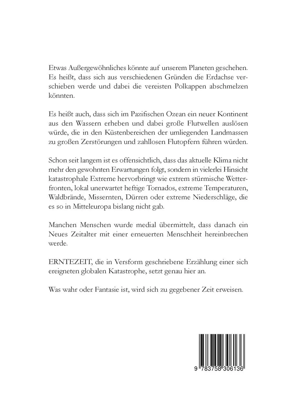 Rückseite: 9783758306136 | Erntezeit | Blick in die nahe Zukunft | Dieter Lange | Taschenbuch