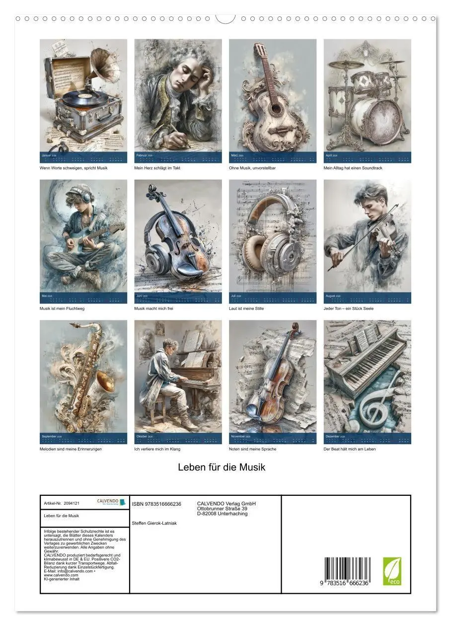 Bild: 9783516666236 | Leben für die Musik (hochwertiger Premium Wandkalender 2026 DIN A2...