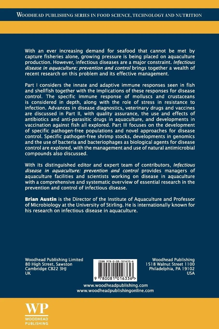 Rückseite: 9780081016336 | Infectious Disease in Aquaculture | Prevention and Control | Buch