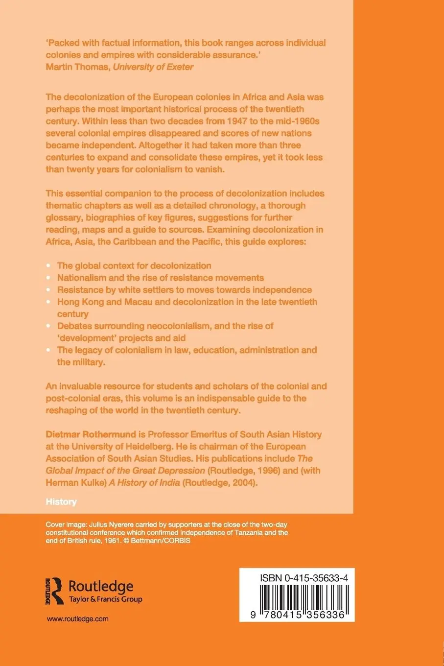 Rückseite: 9780415356336 | The Routledge Companion to Decolonization | Dietmar Rothermund | Buch