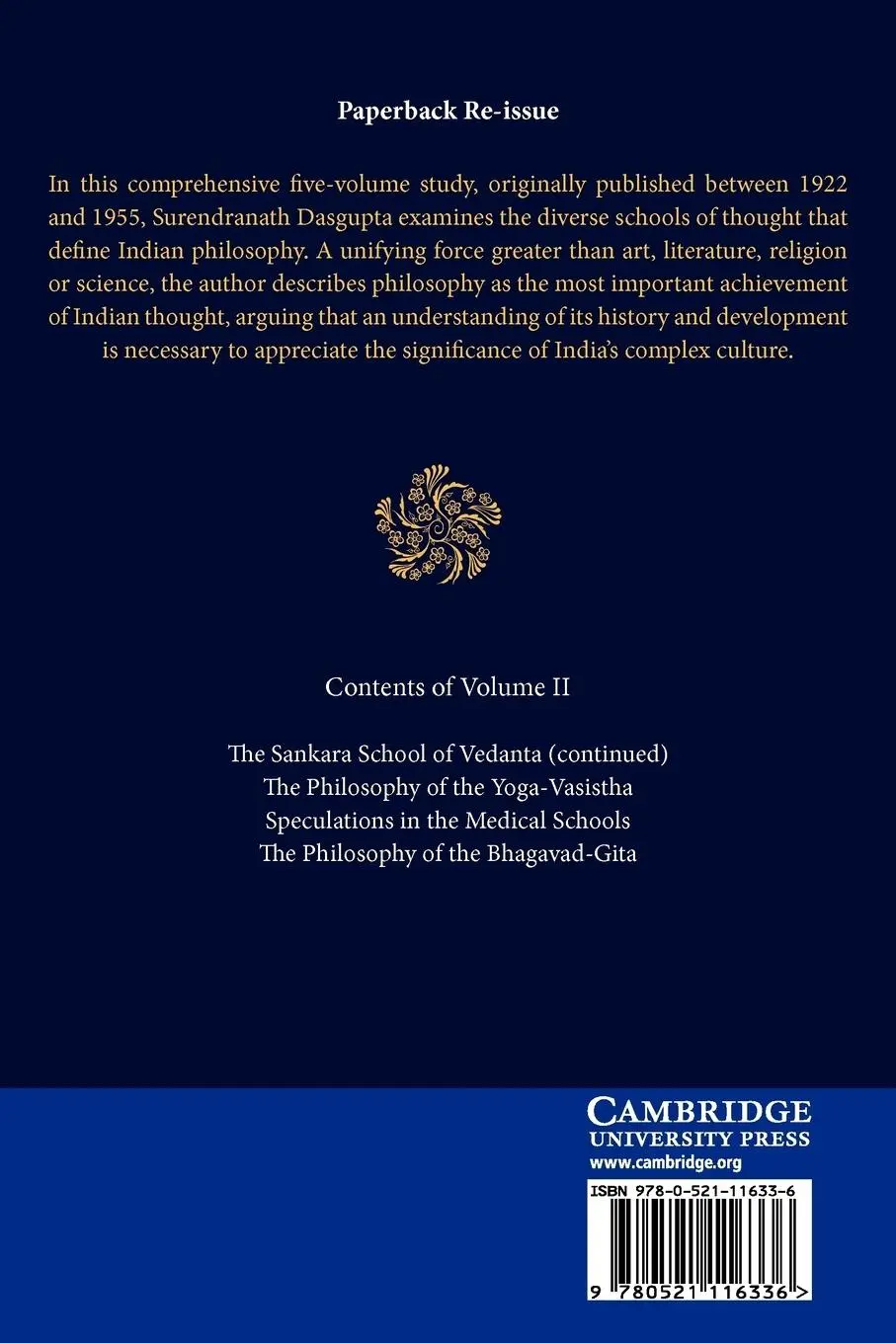 Rückseite: 9780521116336 | A History of Indian Philosophy | Dasgupta (u. a.) | Taschenbuch | 2009