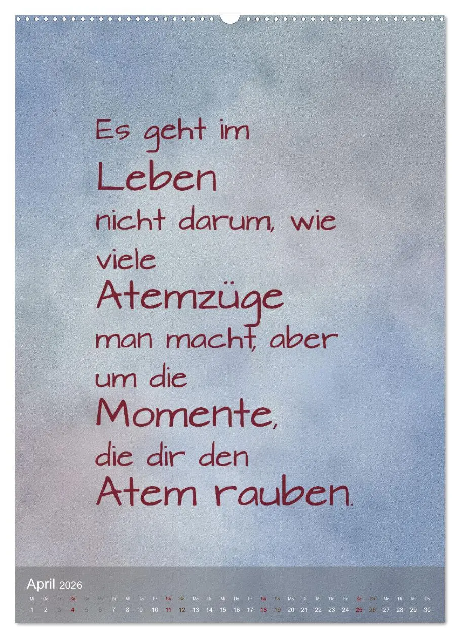 Bild: 9783516346336 | Heute ist ein guter Tag (Wandkalender 2026 DIN A2 hoch), CALVENDO...