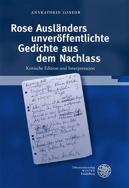 Cover: 9783825396336 | Rose Ausländers unveröffentlichte Gedichte aus dem Nachlass | Sonder