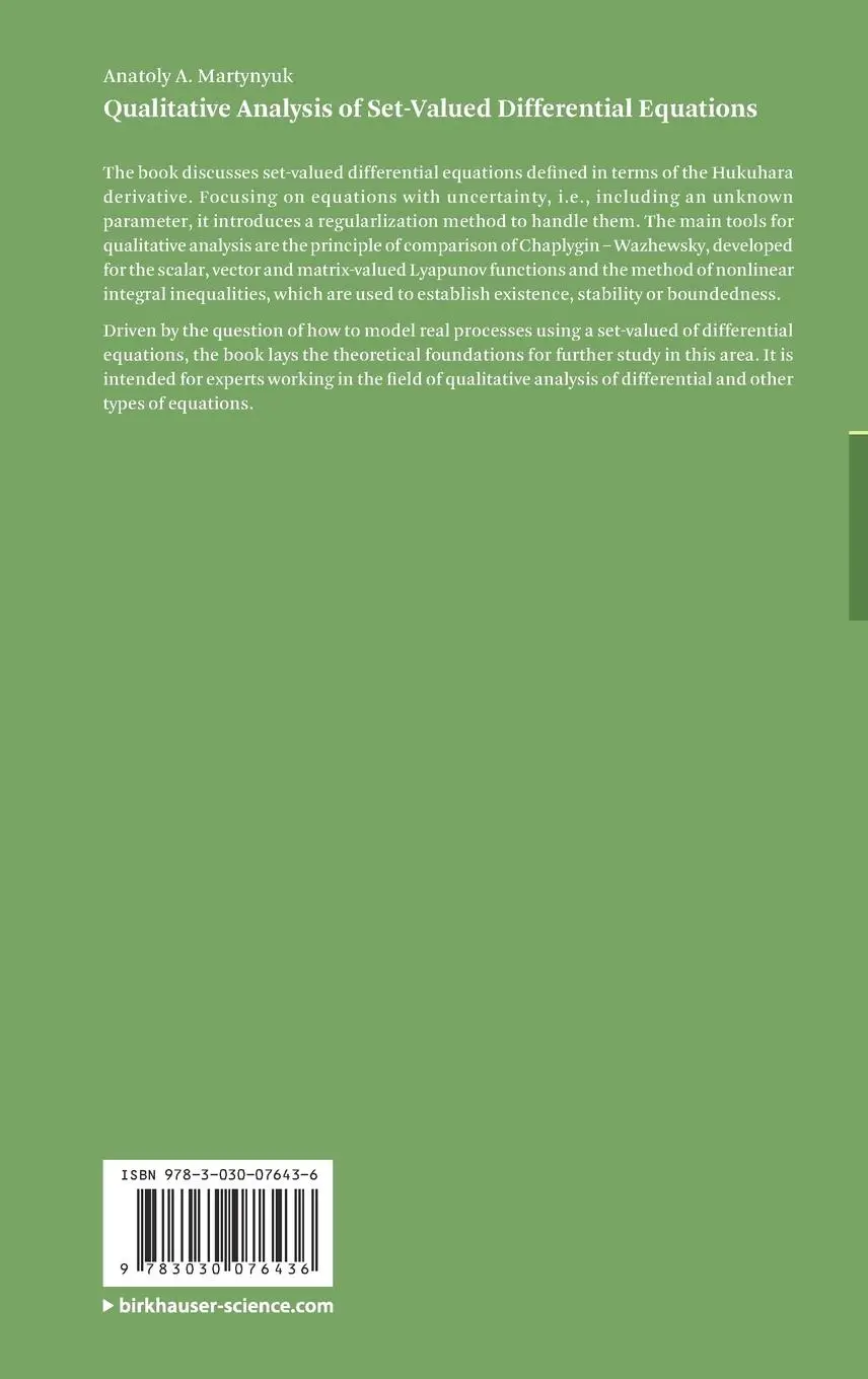 Rückseite: 9783030076436 | Qualitative Analysis of Set-Valued Differential Equations | Martynyuk