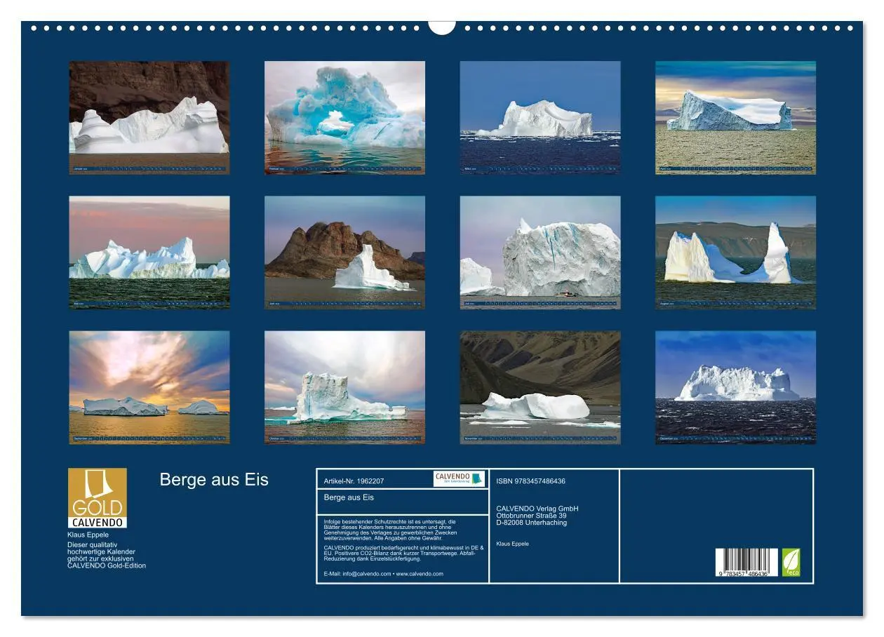 Bild: 9783457486436 | Berge aus Eis (Wandkalender 2026 DIN A2 quer), CALVENDO Monatskalender