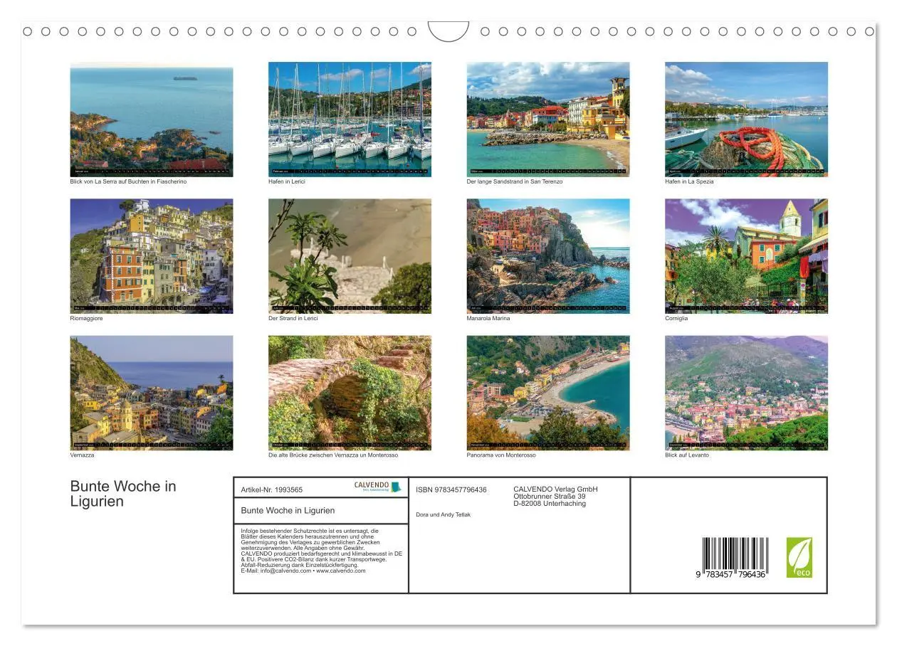 Bild: 9783457796436 | Bunte Woche in Ligurien (Wandkalender 2026 DIN A3 quer), CALVENDO...