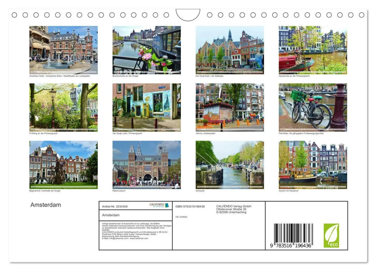 Bild: 9783516196436 | Amsterdam (Wandkalender 2026 DIN A4 quer), CALVENDO Monatskalender