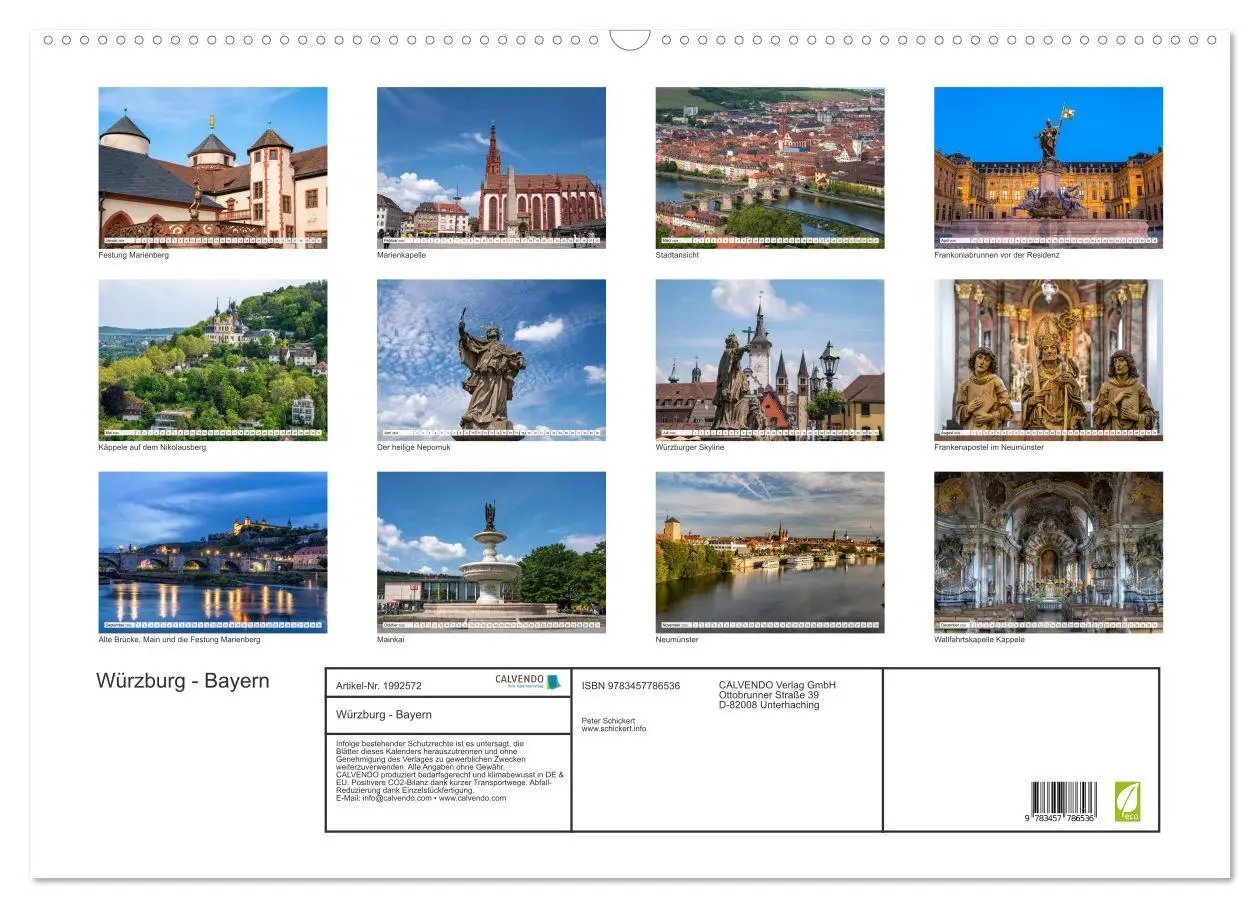 Bild: 9783457786536 | Würzburg - Bayern (Wandkalender 2026 DIN A2 quer), CALVENDO...