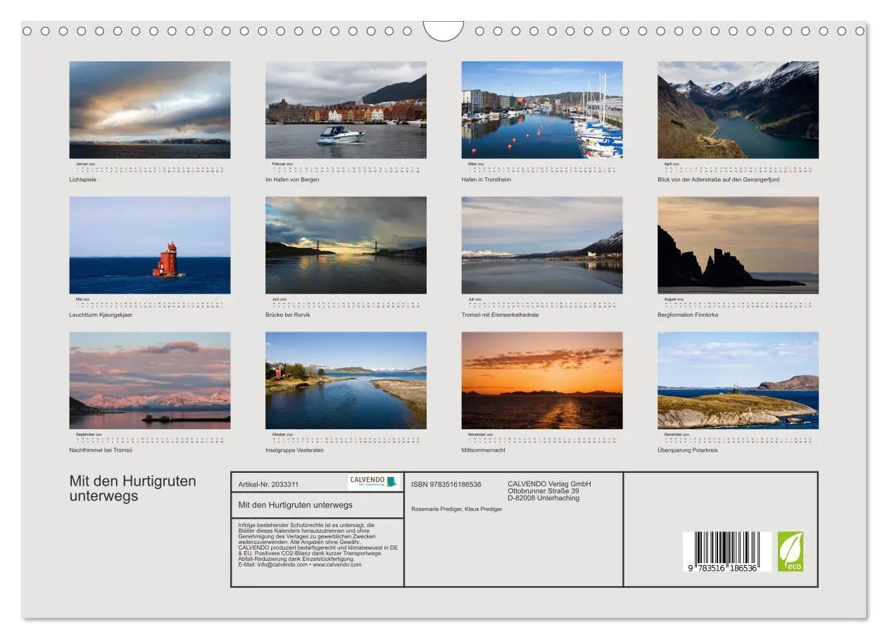 Bild: 9783516186536 | Mit den Hurtigruten unterwegs (Wandkalender 2026 DIN A3 quer),...
