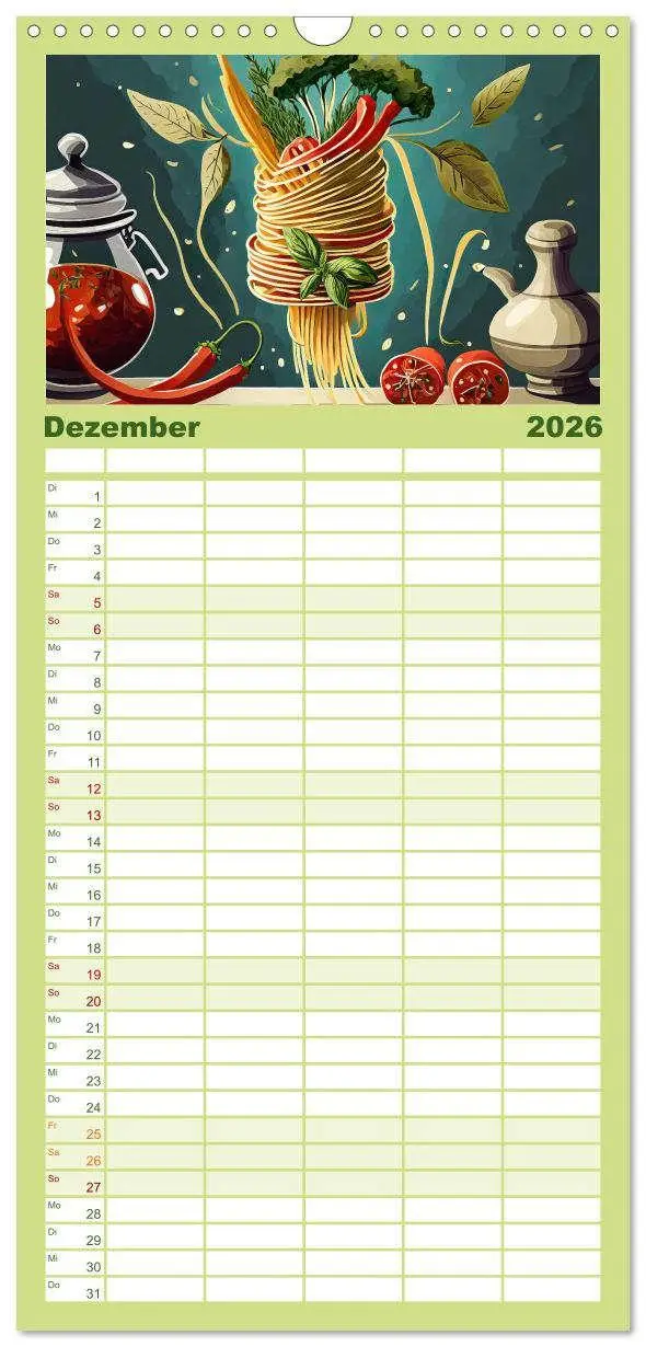 Bild: 9783516496536 | Familienplaner 2026 - Nudel Varianten mit 5 Spalten (Wandkalender,...