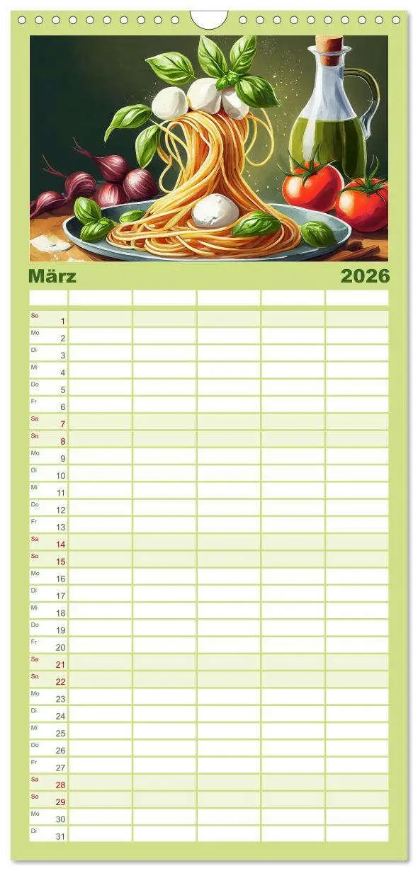 Bild: 9783516496536 | Familienplaner 2026 - Nudel Varianten mit 5 Spalten (Wandkalender,...