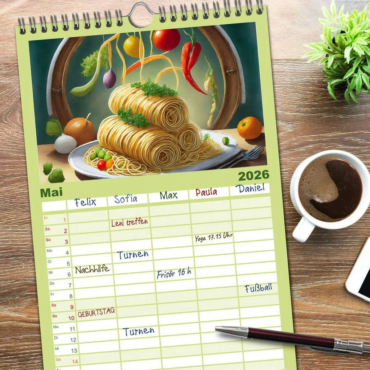 Bild: 9783516496536 | Familienplaner 2026 - Nudel Varianten mit 5 Spalten (Wandkalender,...