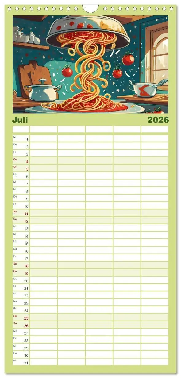 Bild: 9783516496536 | Familienplaner 2026 - Nudel Varianten mit 5 Spalten (Wandkalender,...