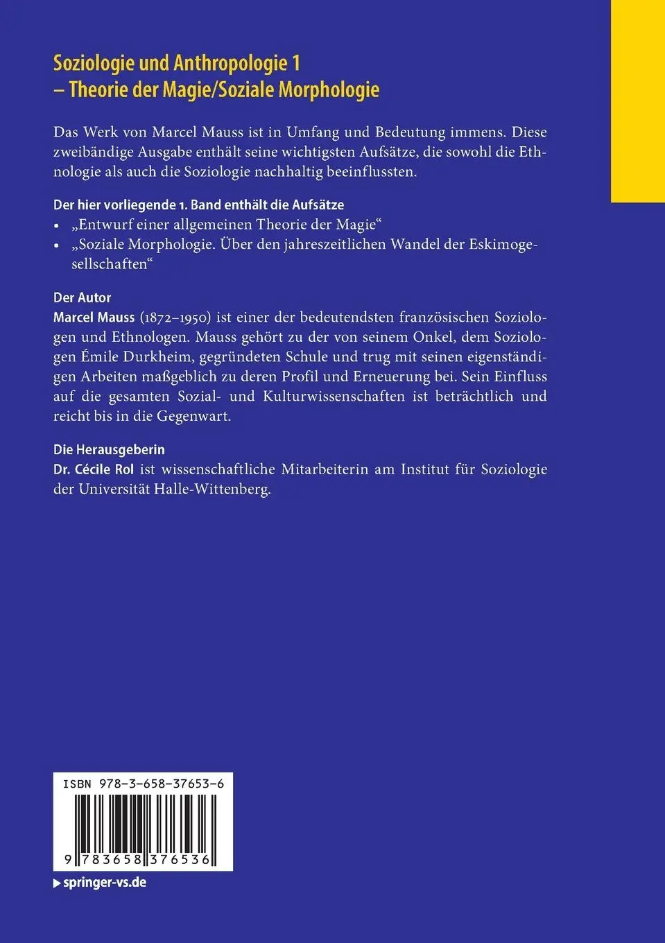 Rückseite: 9783658376536 | Soziologie und Anthropologie 1 - Theorie der Magie / Soziale...