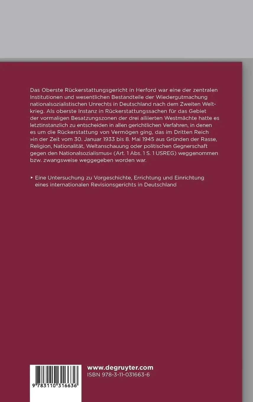 Rückseite: 9783110316636 | Das Oberste Rückerstattungsgericht in Herford | Thorsten Kurtz | Buch