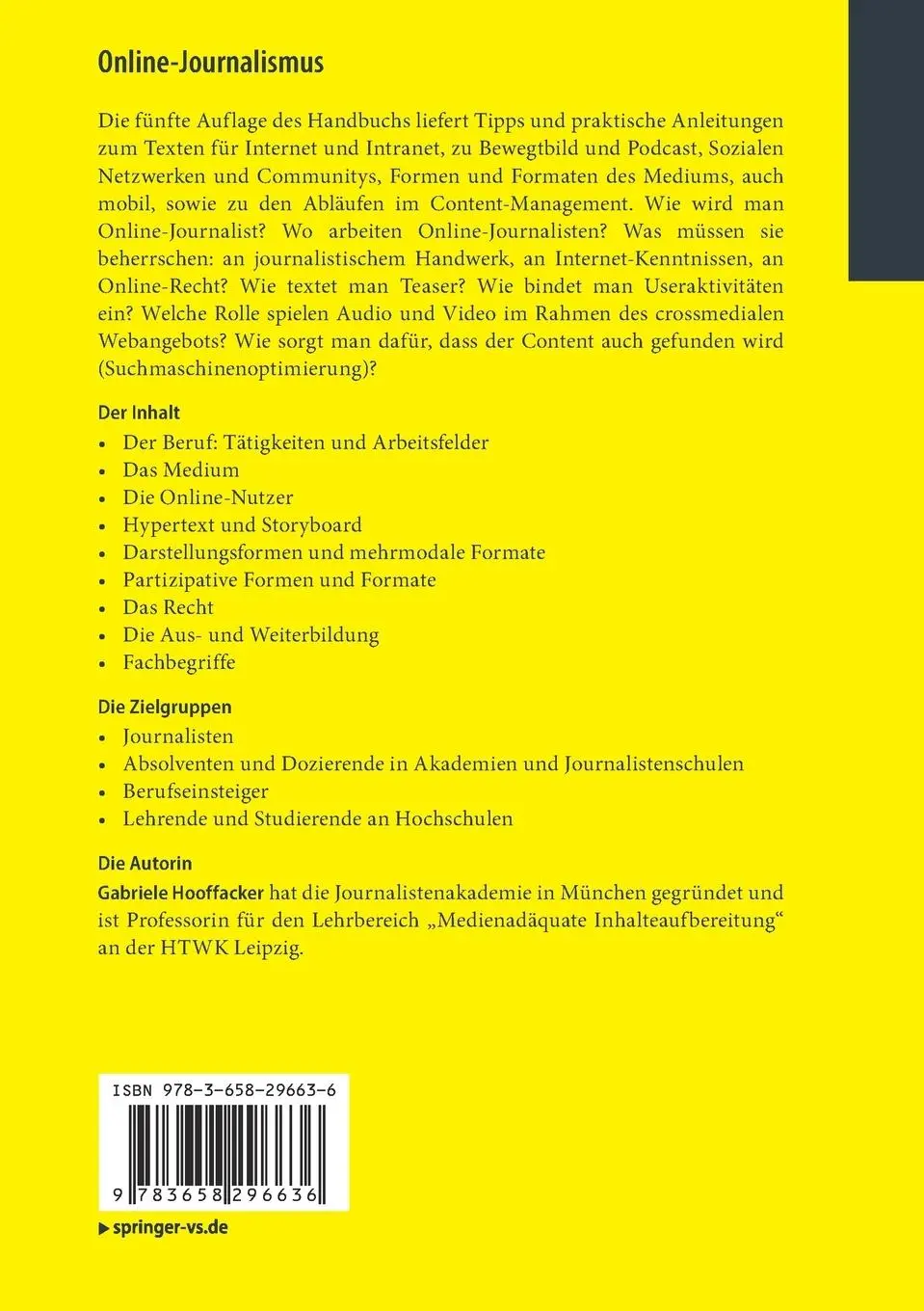 Rückseite: 9783658296636 | Online-Journalismus | Gabriele Hooffacker | Taschenbuch | x | Deutsch
