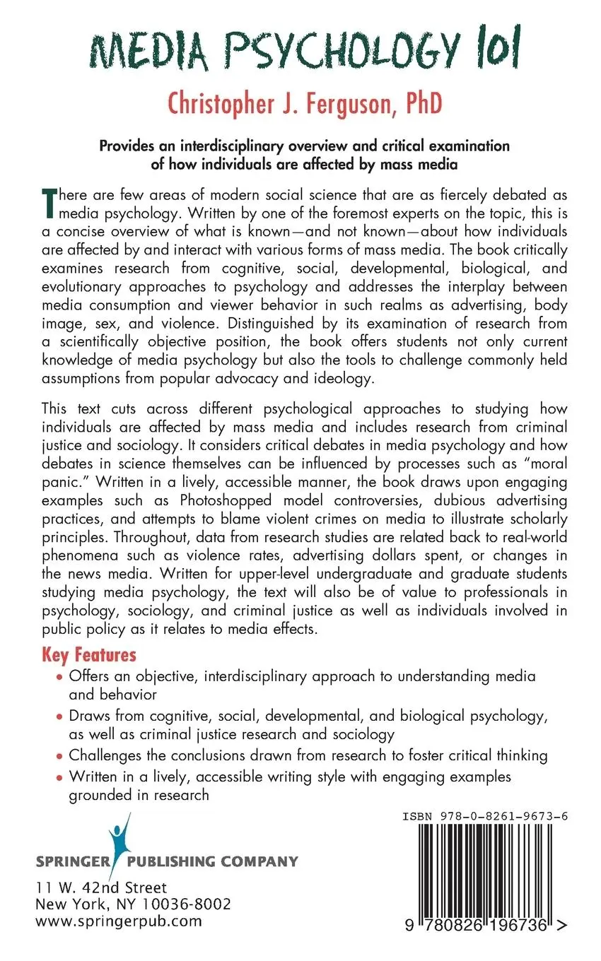 Rückseite: 9780826196736 | Media Psychology 101 | Christopher J. Ferguson | Taschenbuch | 2015