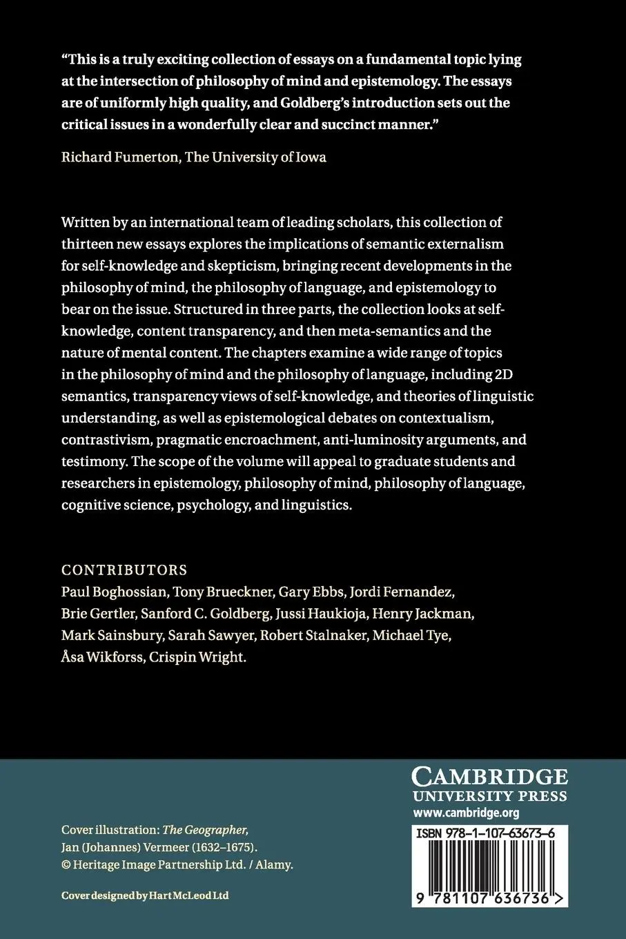 Rückseite: 9781107636736 | Externalism, Self-Knowledge, and Skepticism | Sanford C. Goldberg